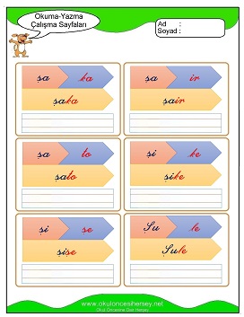 ş sesi Çalışma Sayfaları